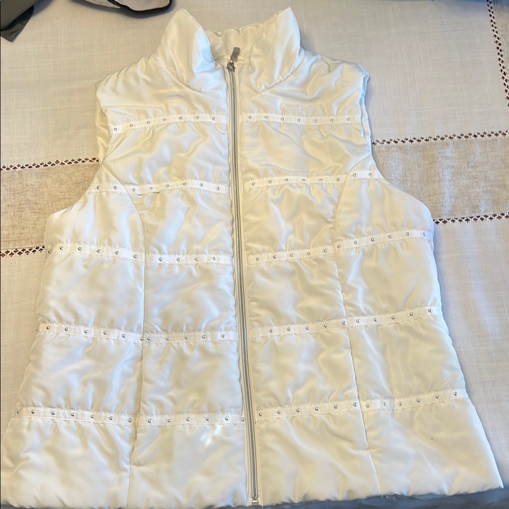 Christopher & Banks White Quilted Puffer Vest